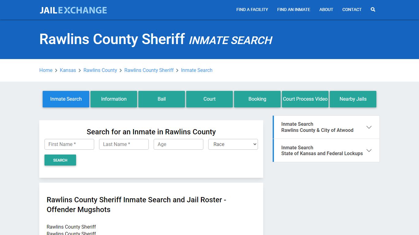 Rawlins County Sheriff, KS Inmate Search: Roster & Mugshots - Jail Exchange