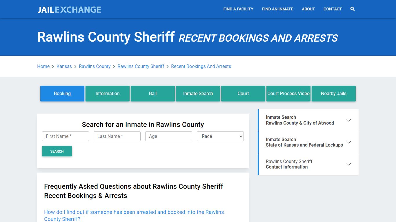 Rawlins County Sheriff Recent Bookings And Arrests - Jail Exchange