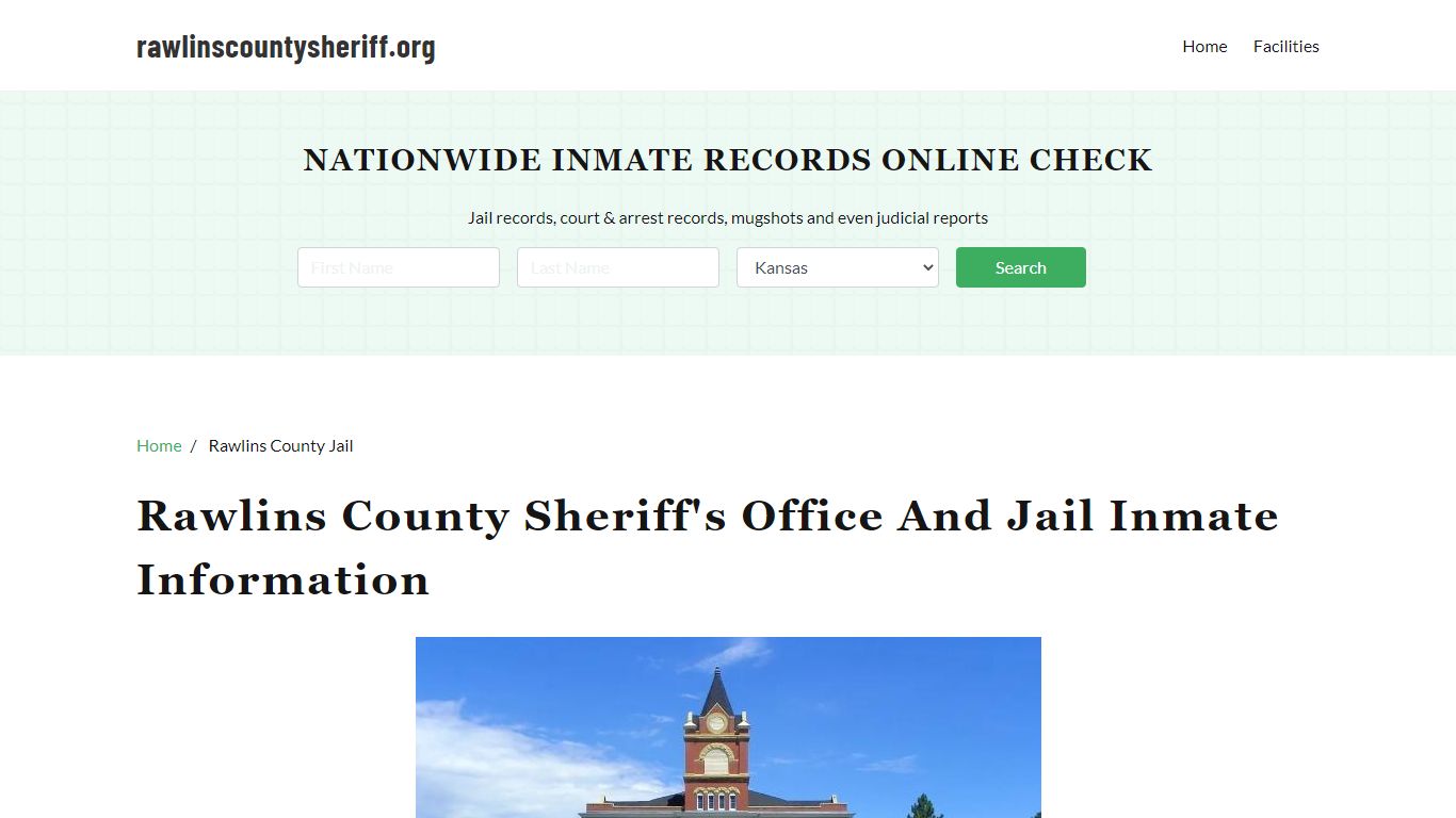 Rawlins County Sheriff, Kansas, Jail Inmate Search