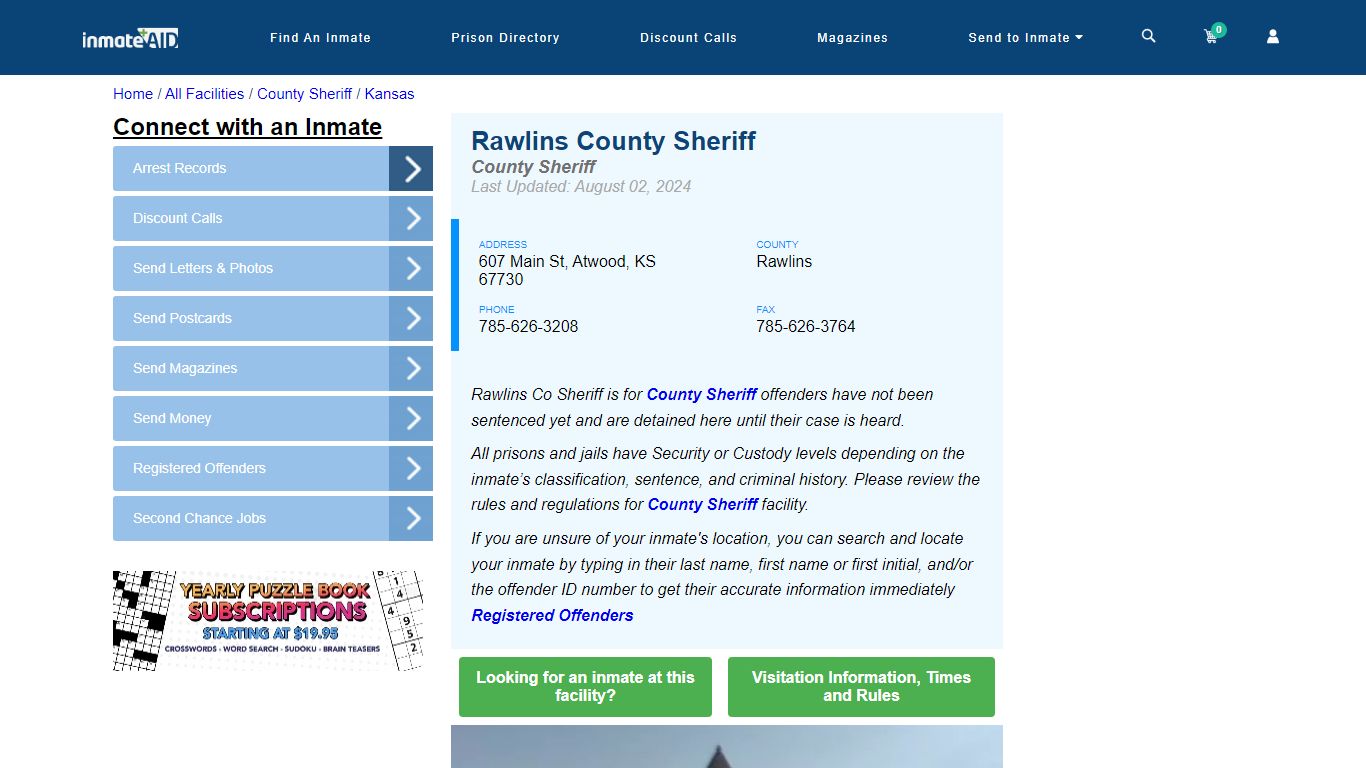 Rawlins County Sheriff & Arrest Search - InmateAid